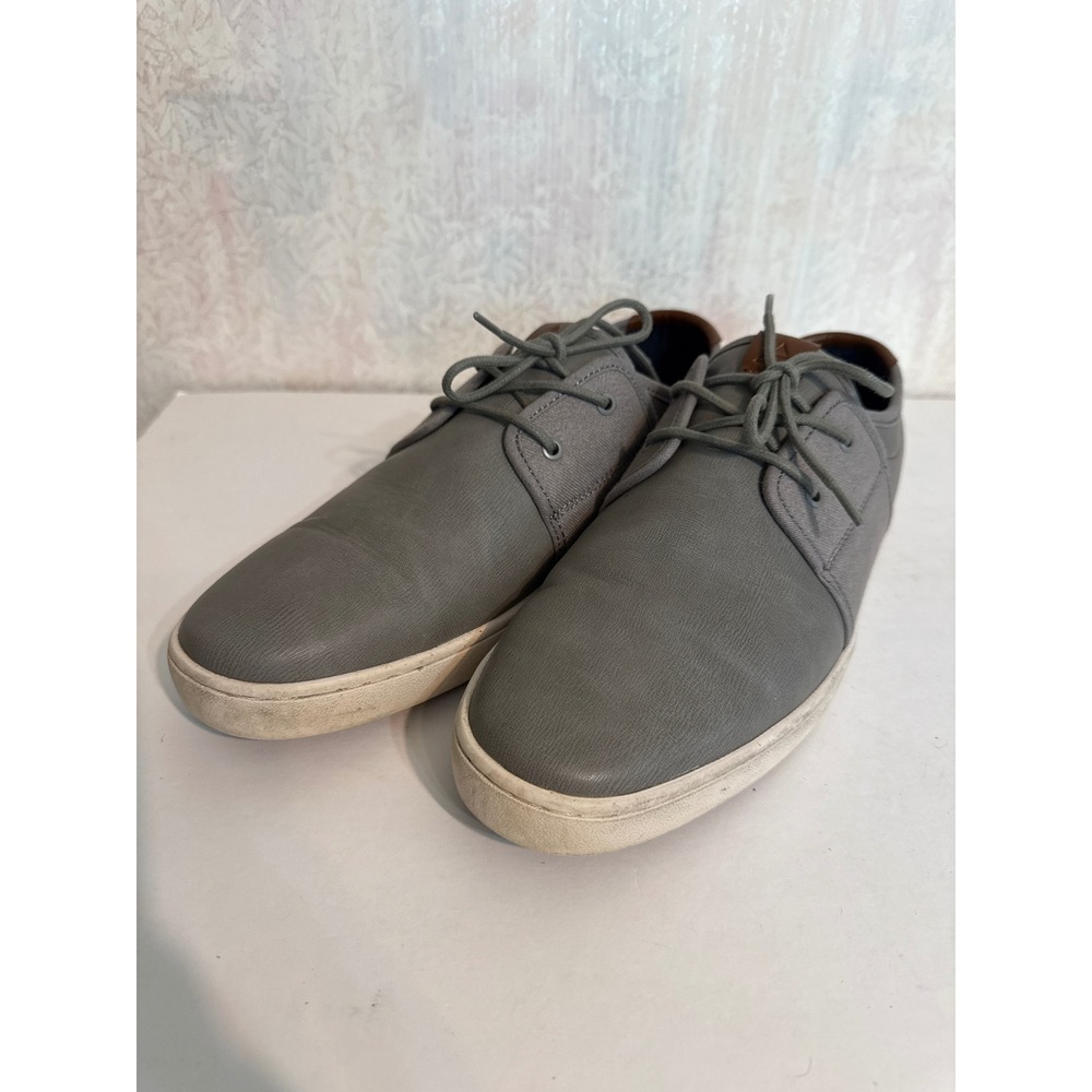 Aldo Mens Gray Low Top Lace Up Sneakers Brown Accents Size 12